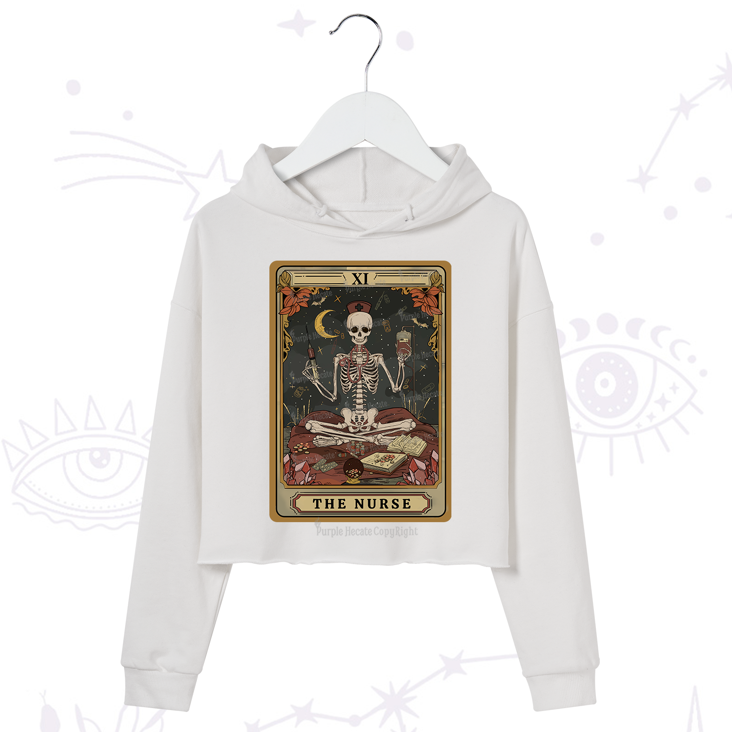 Purplehecate The Nurse Tarot Crop Hoodie