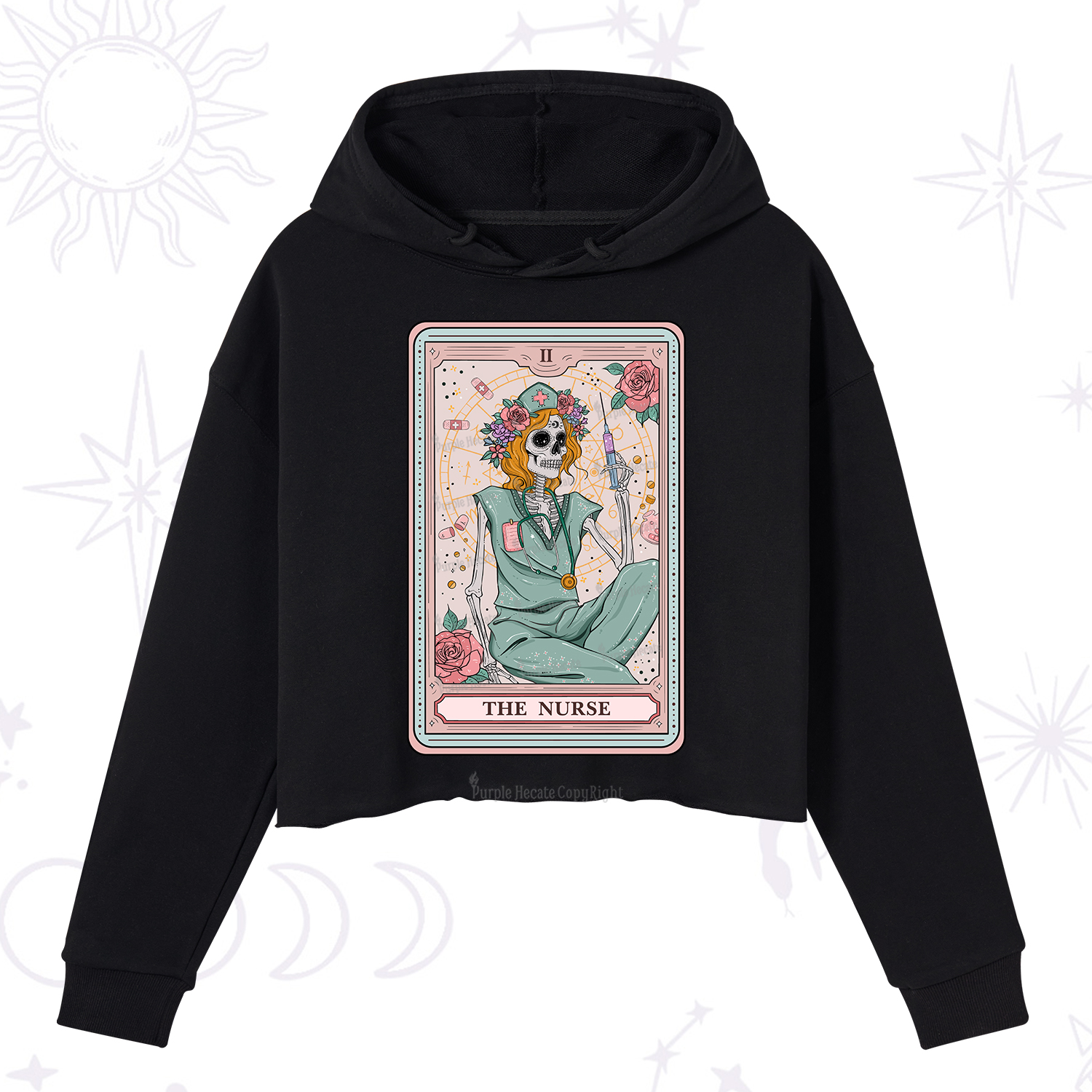 Purplehecate The Nurse Tarot Card Crop Hoodie