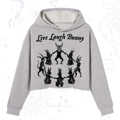 Purplehecate Live Laugh Bunny Crop Hoodie