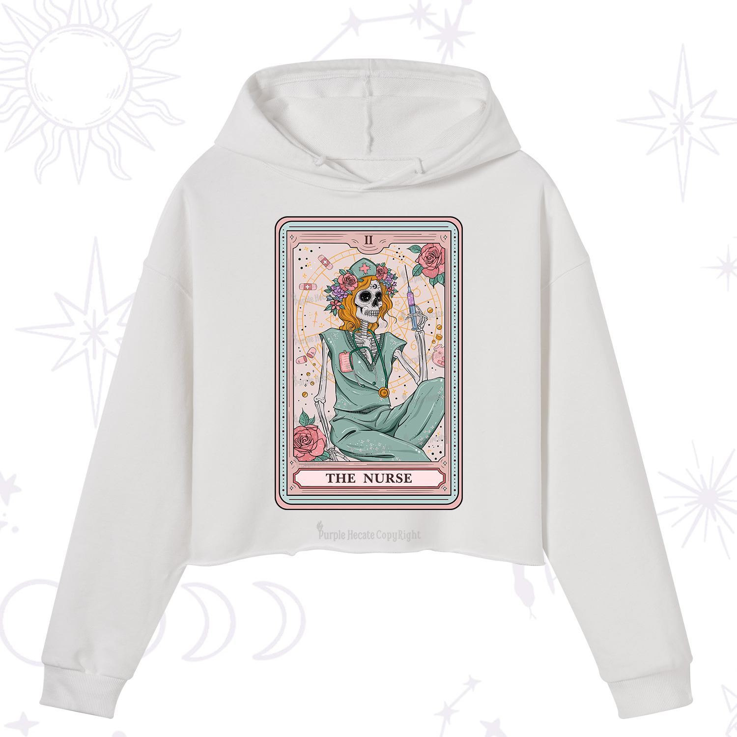 Purplehecate The Nurse Tarot Card Crop Hoodie
