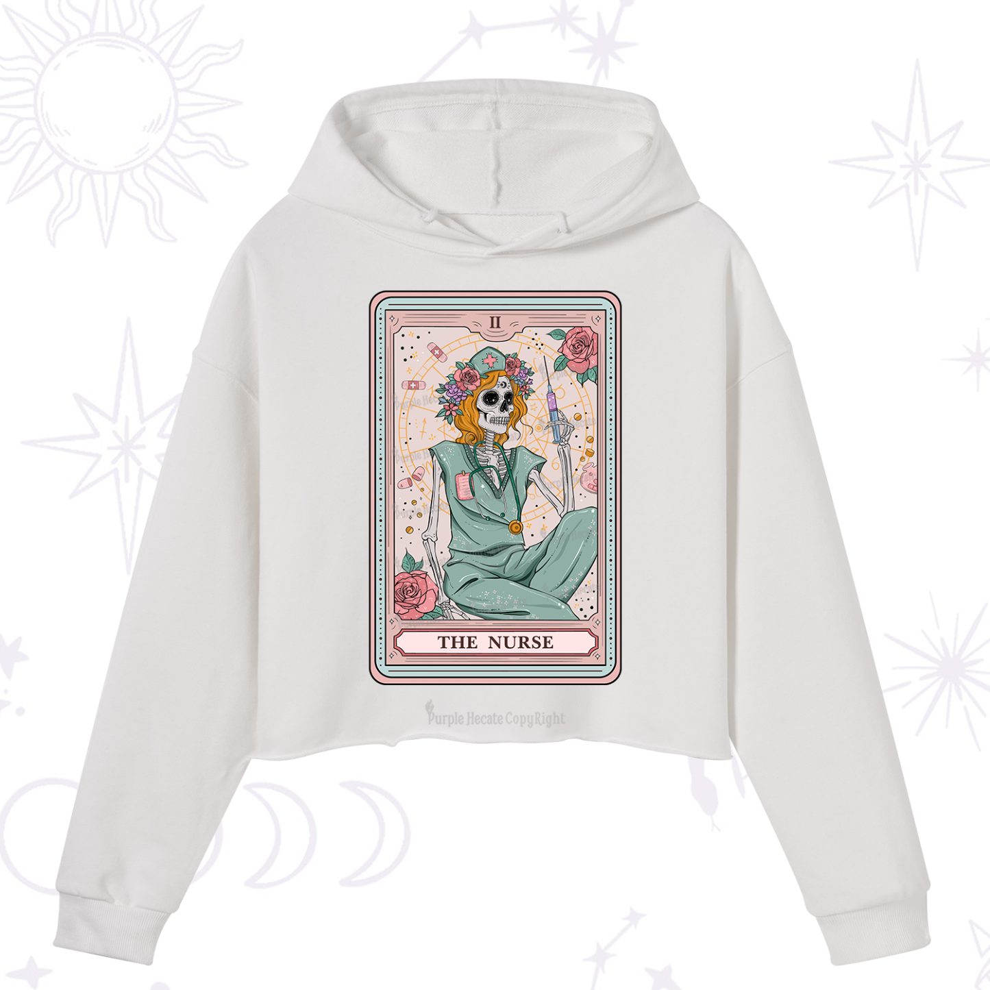 Purplehecate The Nurse Tarot Card Crop Hoodie