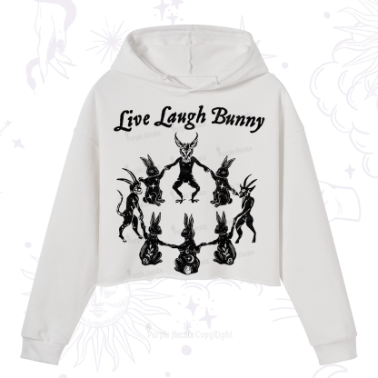 Purplehecate Live Laugh Bunny Crop Hoodie