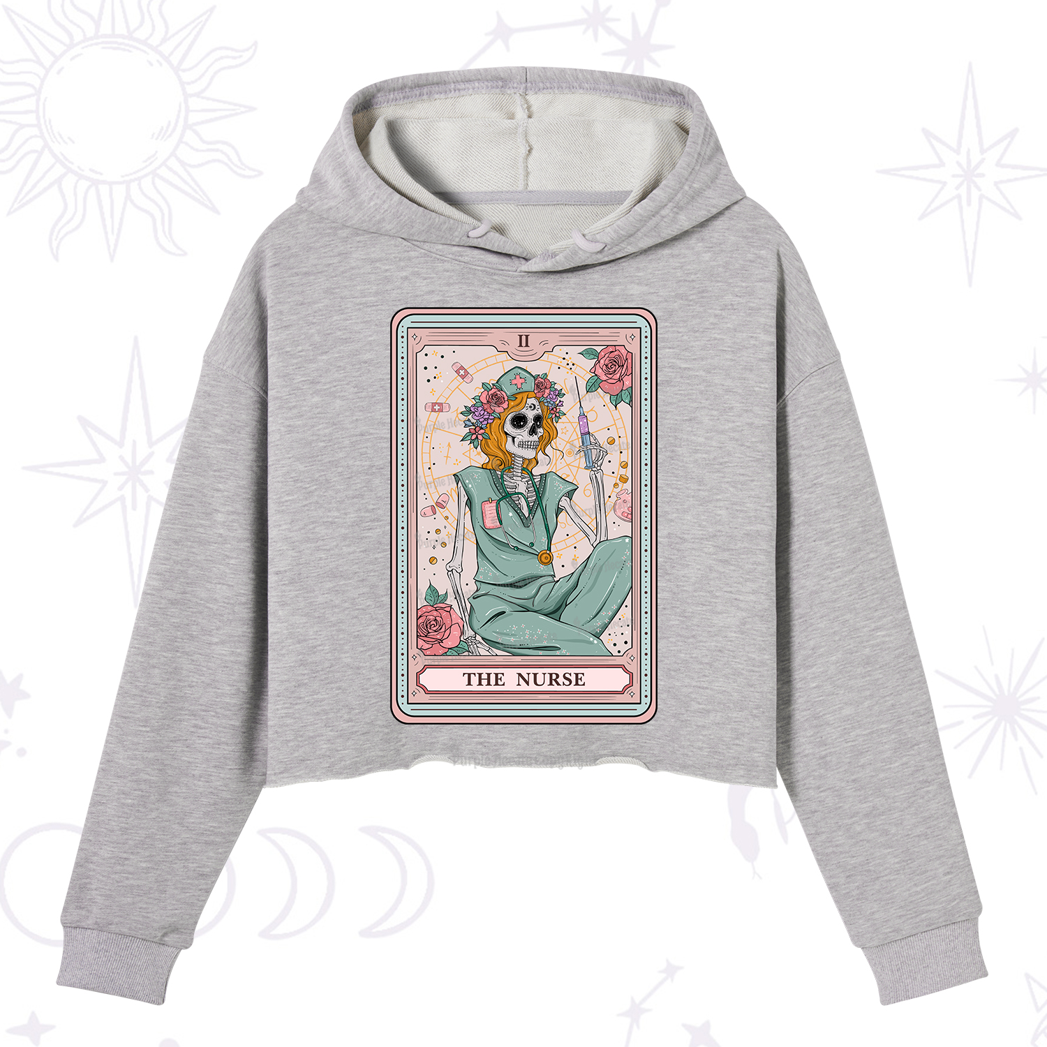 Purplehecate The Nurse Tarot Card Crop Hoodie