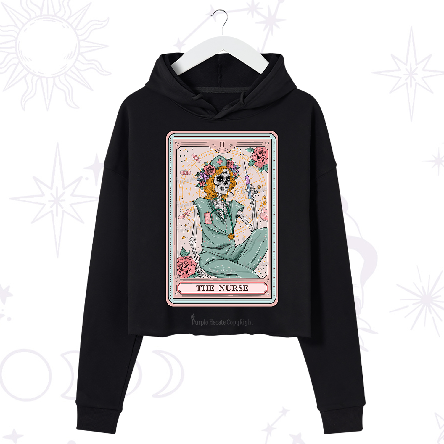 Purplehecate The Nurse Tarot Card Crop Hoodie