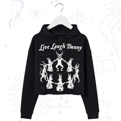 Purplehecate Live Laugh Bunny Crop Hoodie