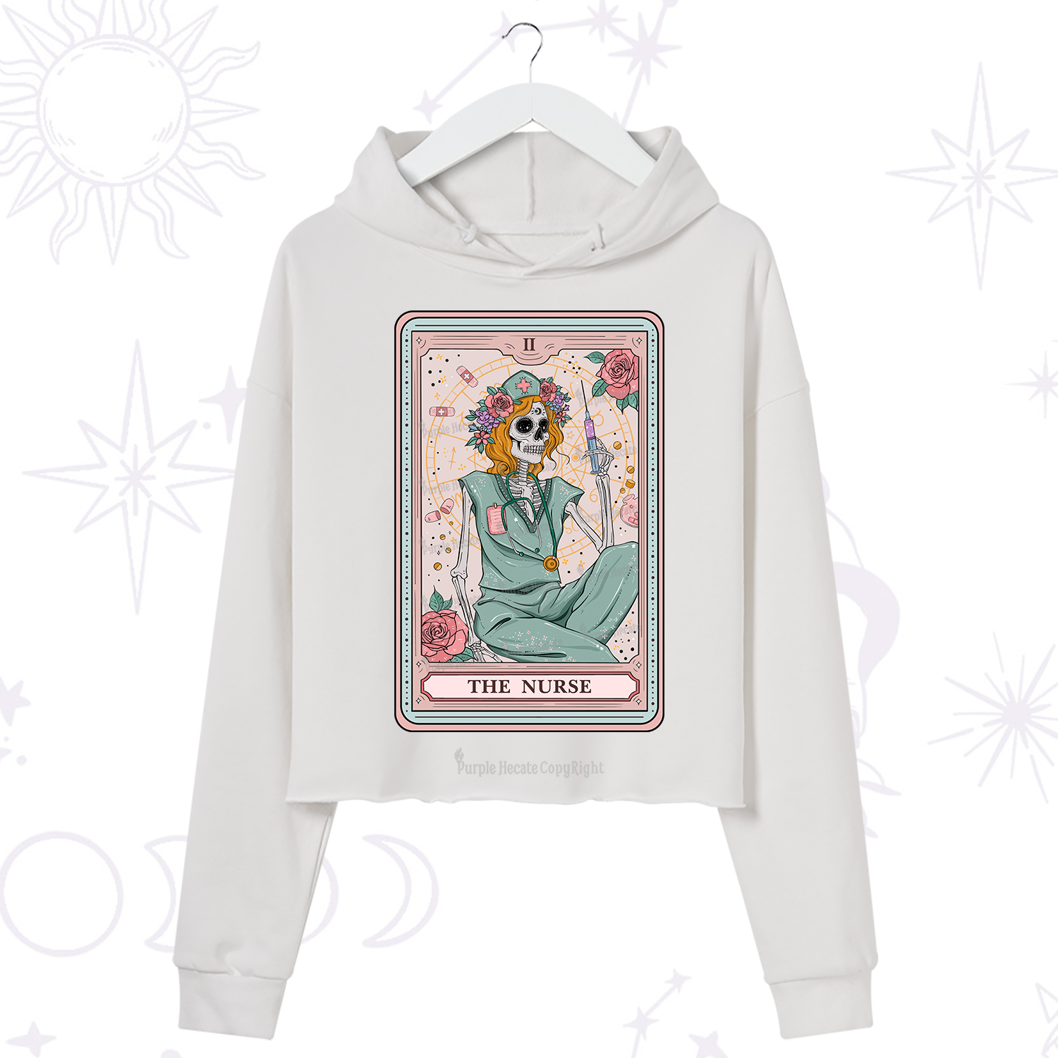 Purplehecate The Nurse Tarot Card Crop Hoodie