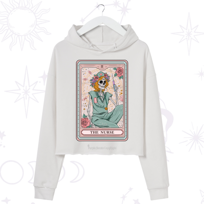 Purplehecate The Nurse Tarot Card Crop Hoodie