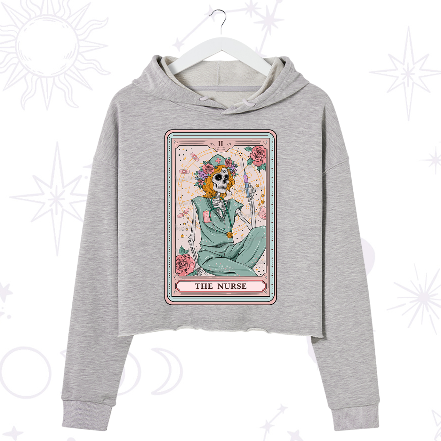 Purplehecate The Nurse Tarot Card Crop Hoodie