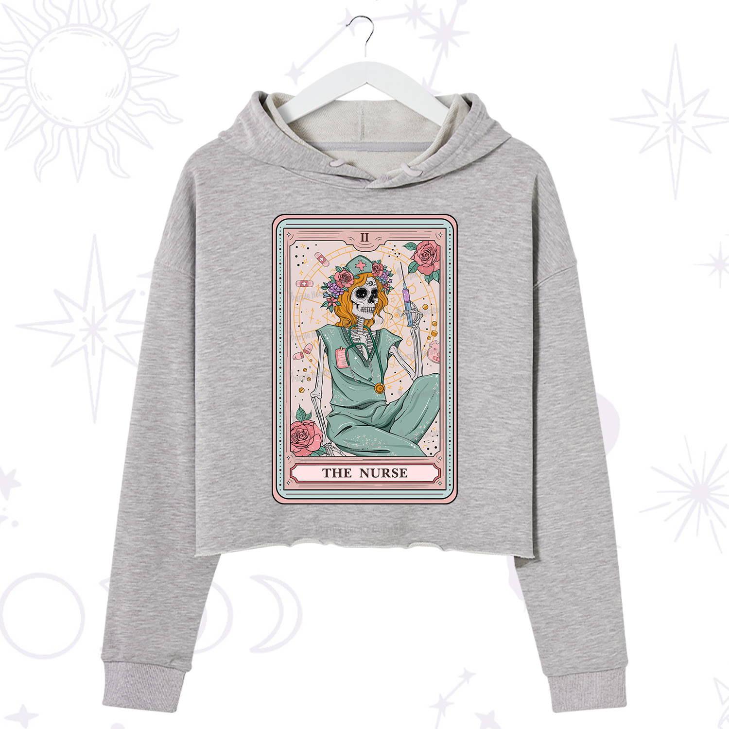 Purplehecate The Nurse Tarot Card Crop Hoodie