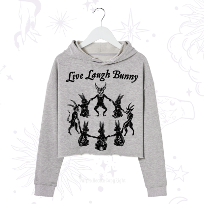 Purplehecate Live Laugh Bunny Crop Hoodie