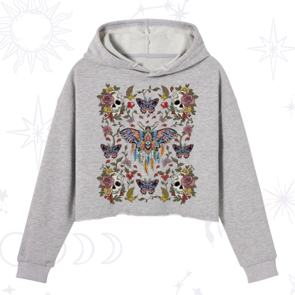 Purplehecate Moths Dancing Crop Hoodie