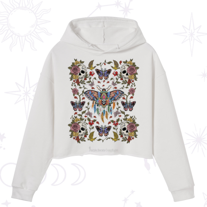 Purplehecate Moths Dancing Crop Hoodie