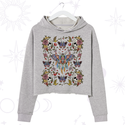 Purplehecate Moths Dancing Crop Hoodie