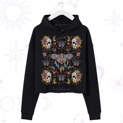 Purplehecate Moths Dancing Crop Hoodie