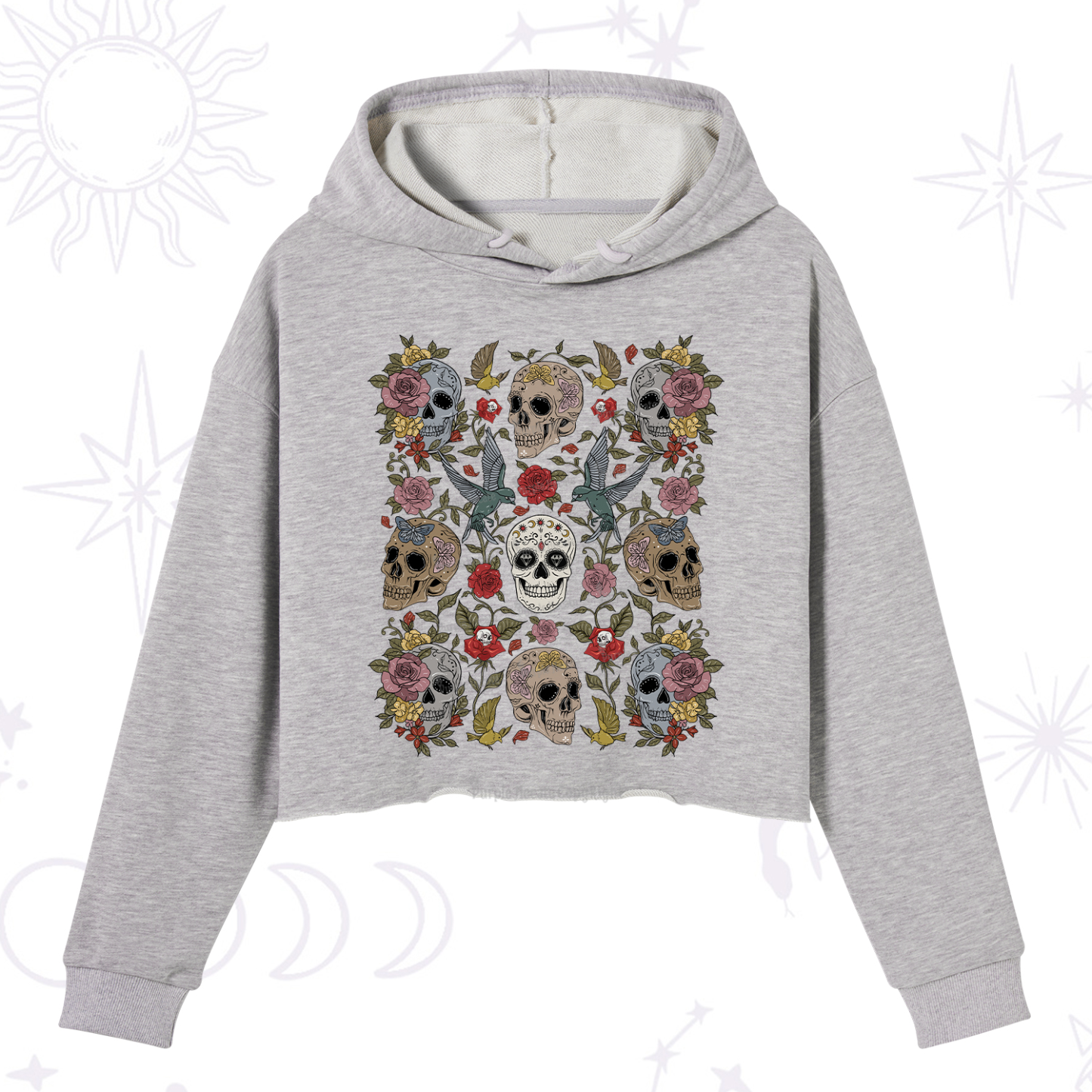 Purplehecate Skull Garden Crop Hoodie