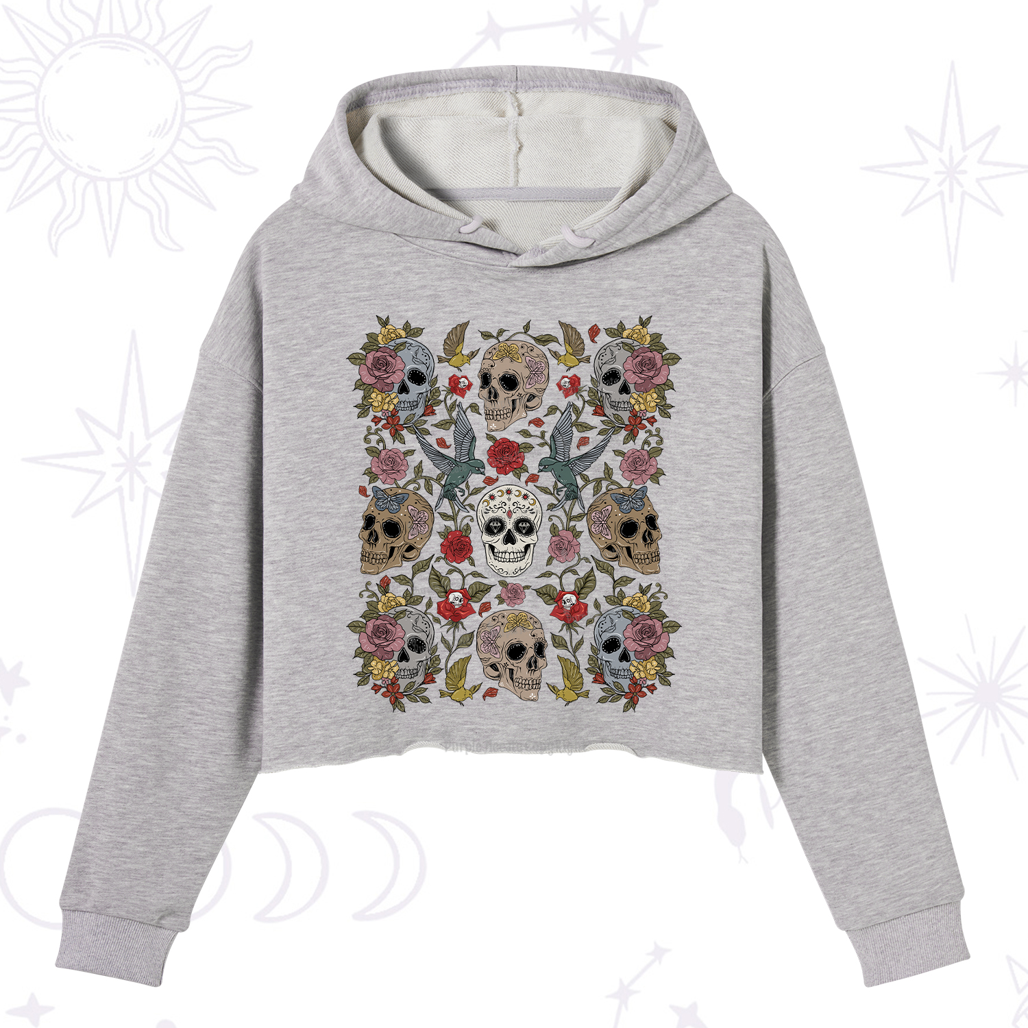 Purplehecate Skull Garden Crop Hoodie