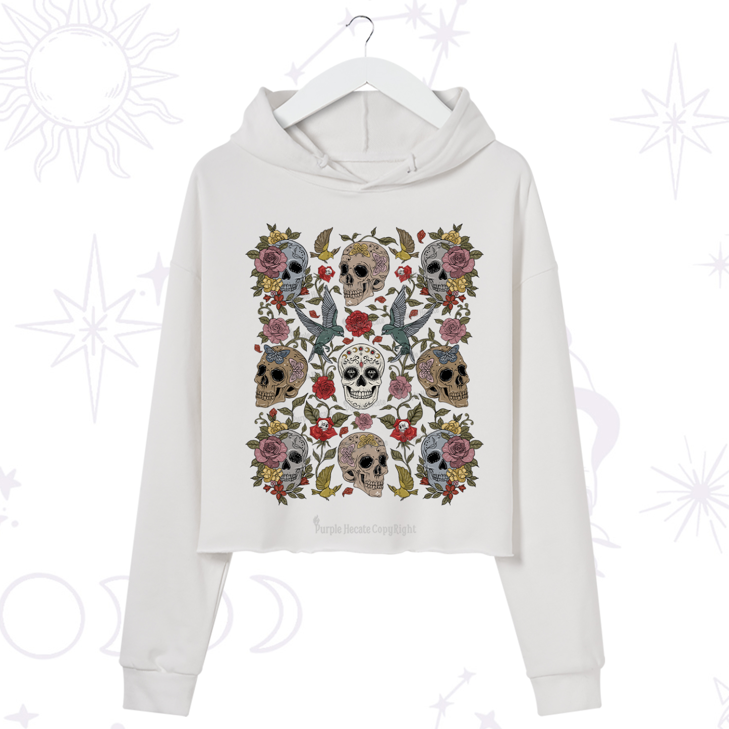 Purplehecate Skull Garden Crop Hoodie