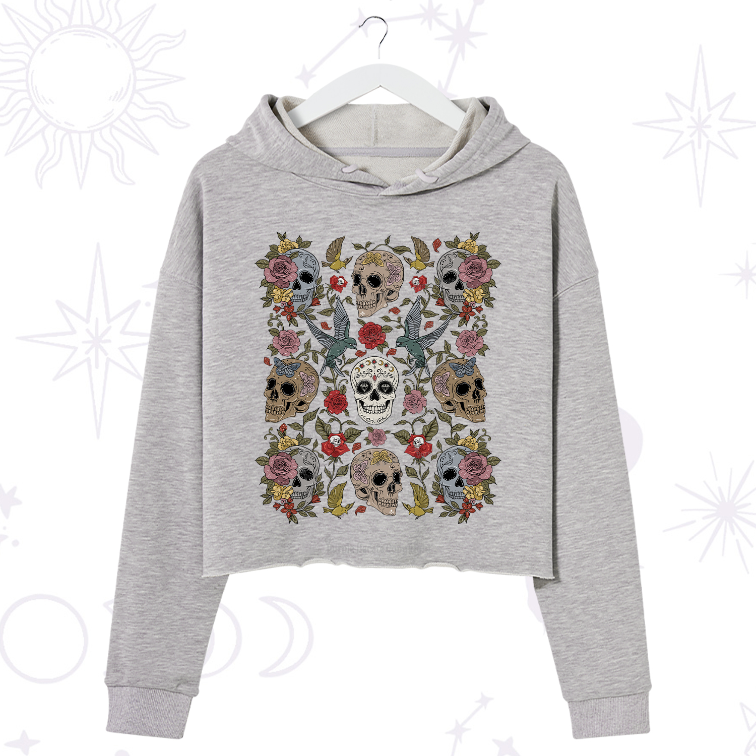 Purplehecate Skull Garden Crop Hoodie