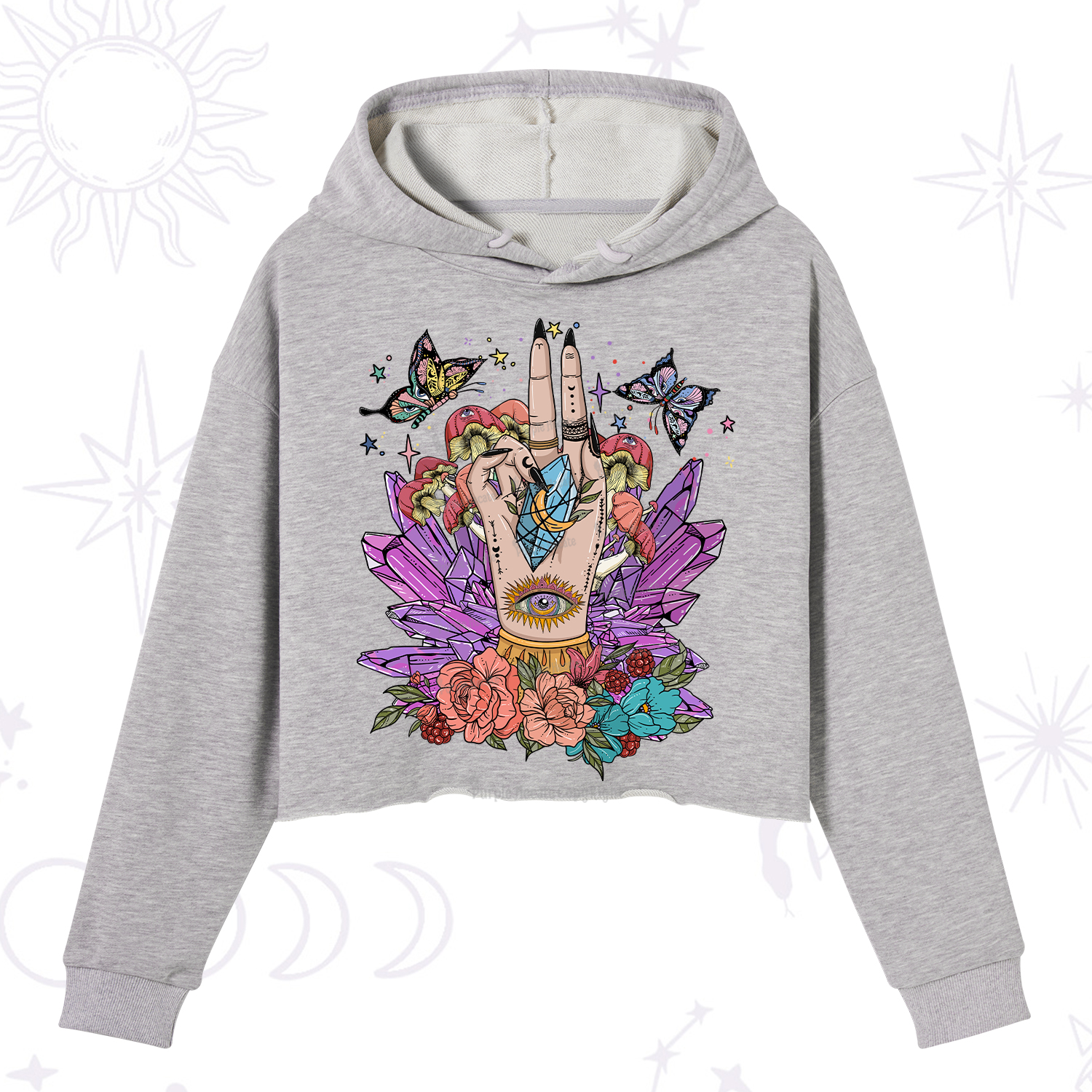 Purplehecate Mystic Crystal Divination Crop Hoodie