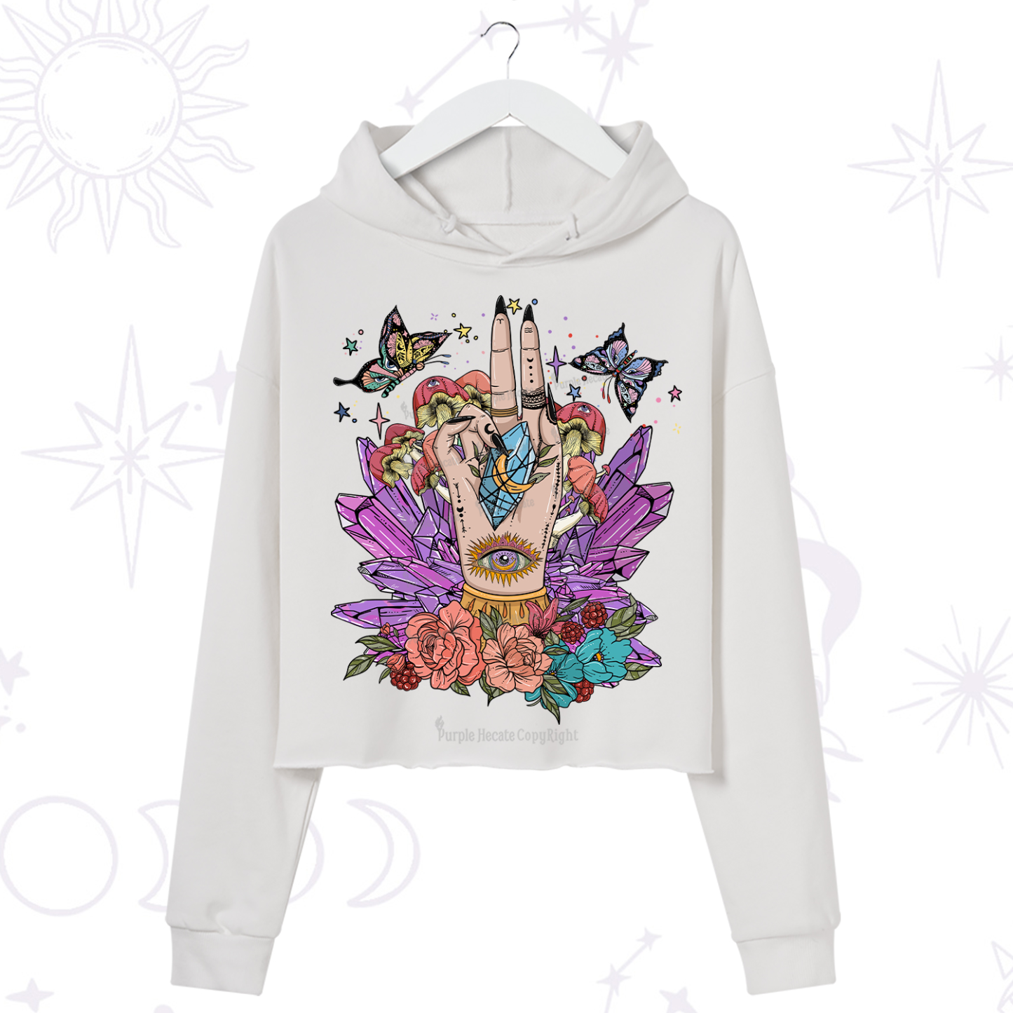 Purplehecate Mystic Crystal Divination Crop Hoodie