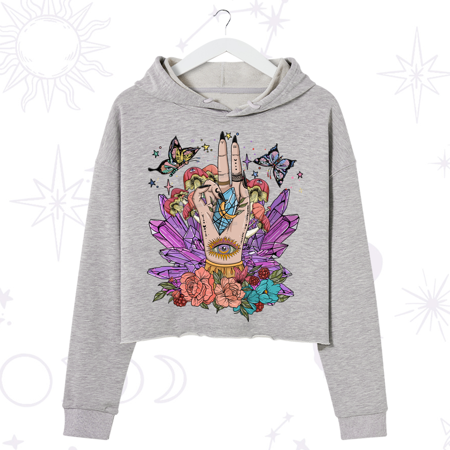 Purplehecate Mystic Crystal Divination Crop Hoodie
