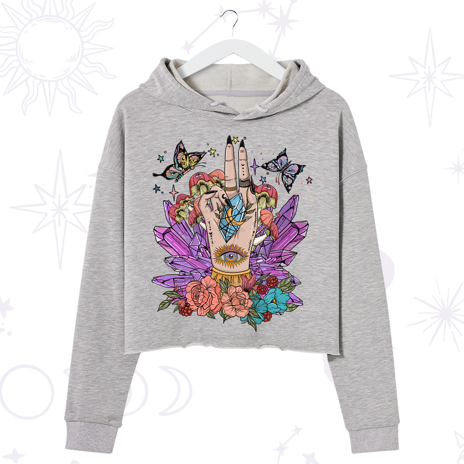 Purplehecate Mystic Crystal Divination Crop Hoodie