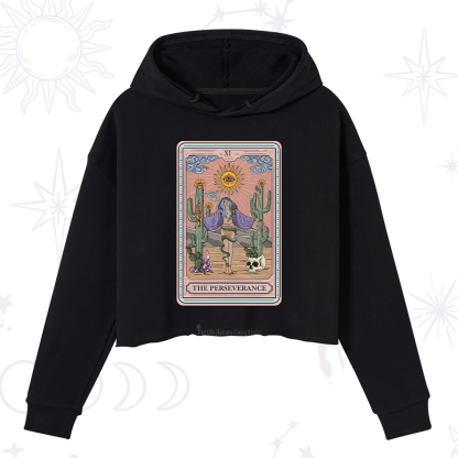 Purplehecate The Perseverance Tarot Card Crop Hoodie