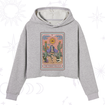 Purplehecate The Perseverance Tarot Card Crop Hoodie