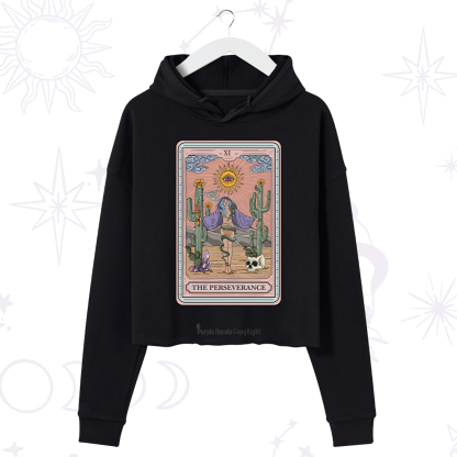 Purplehecate The Perseverance Tarot Card Crop Hoodie