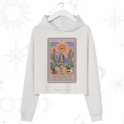 Purplehecate The Perseverance Tarot Card Crop Hoodie
