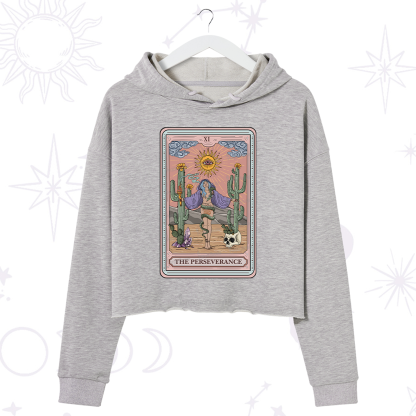 Purplehecate The Perseverance Tarot Card Crop Hoodie
