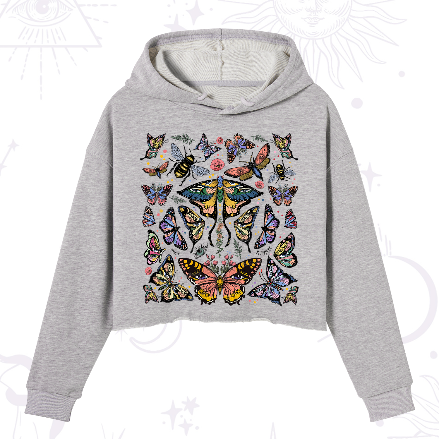 Purplehecate Mystical Butterfly & Moth Crop Hoodie