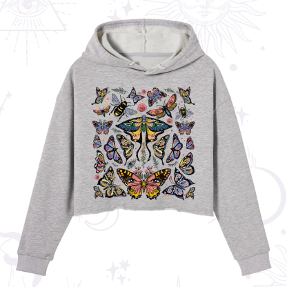 Purplehecate Mystical Butterfly & Moth Crop Hoodie