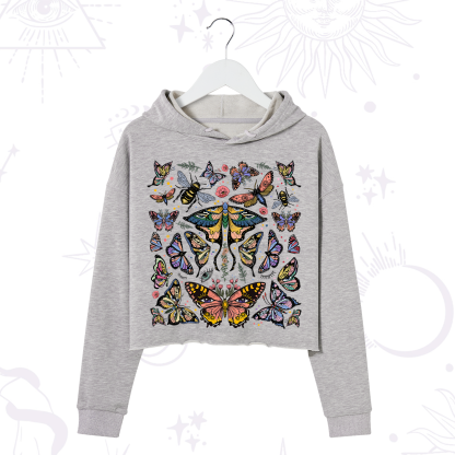 Purplehecate Mystical Butterfly & Moth Crop Hoodie