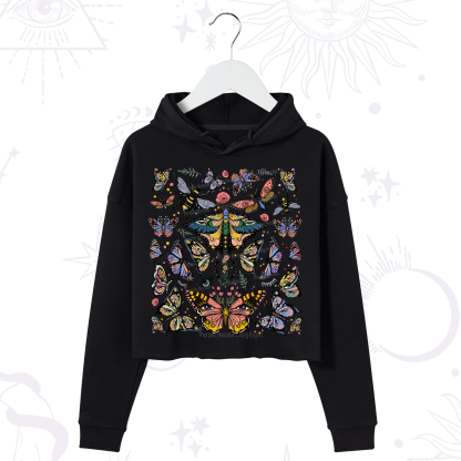 Purplehecate Mystical Butterfly & Moth Crop Hoodie