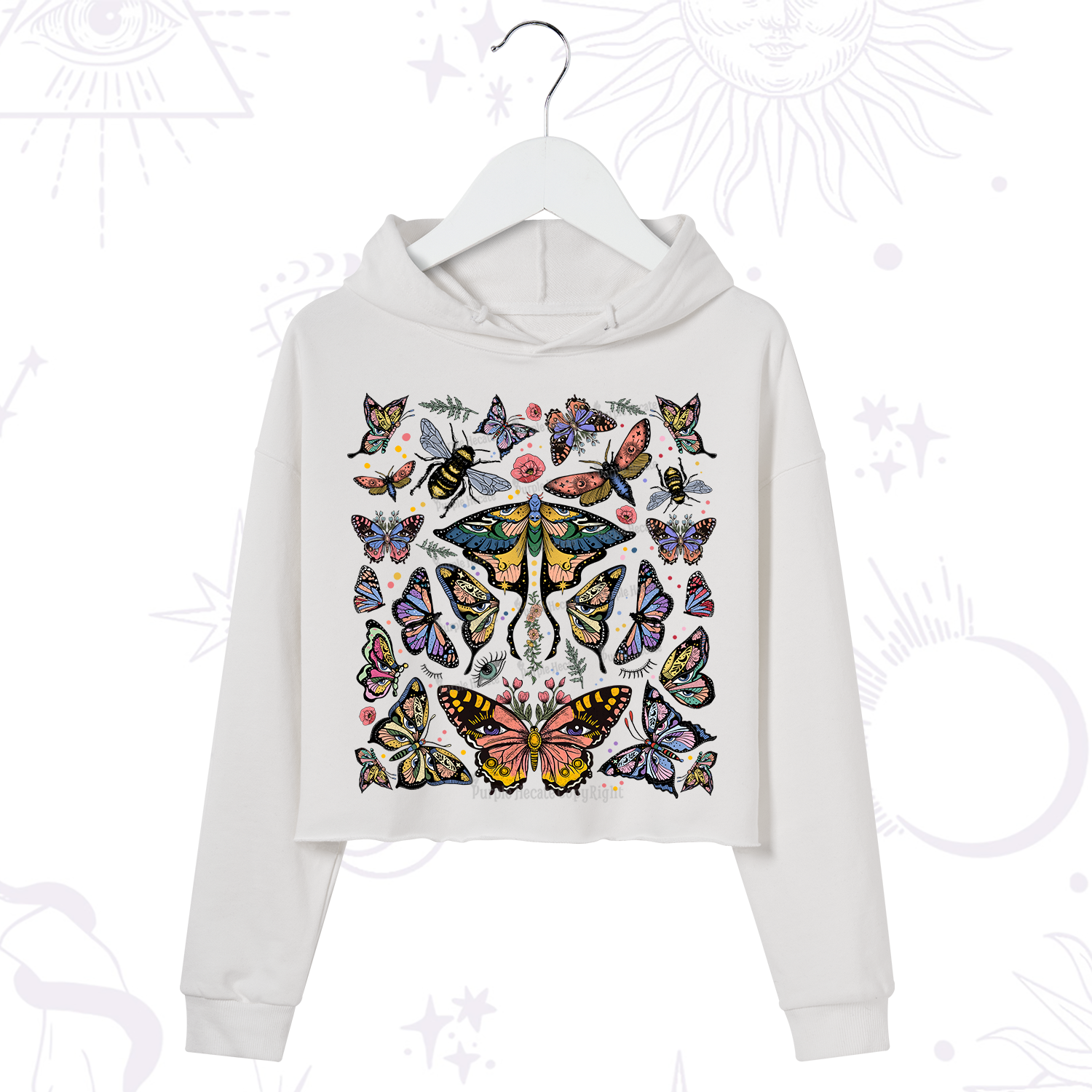 Purplehecate Mystical Butterfly & Moth Crop Hoodie