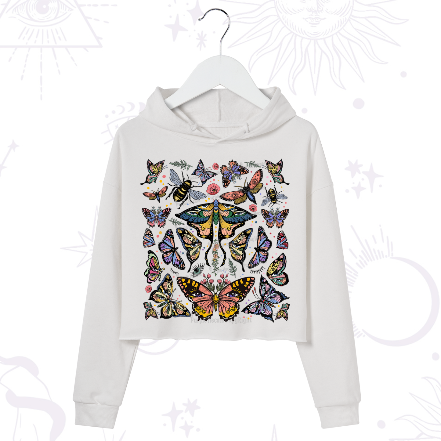 Purplehecate Mystical Butterfly & Moth Crop Hoodie