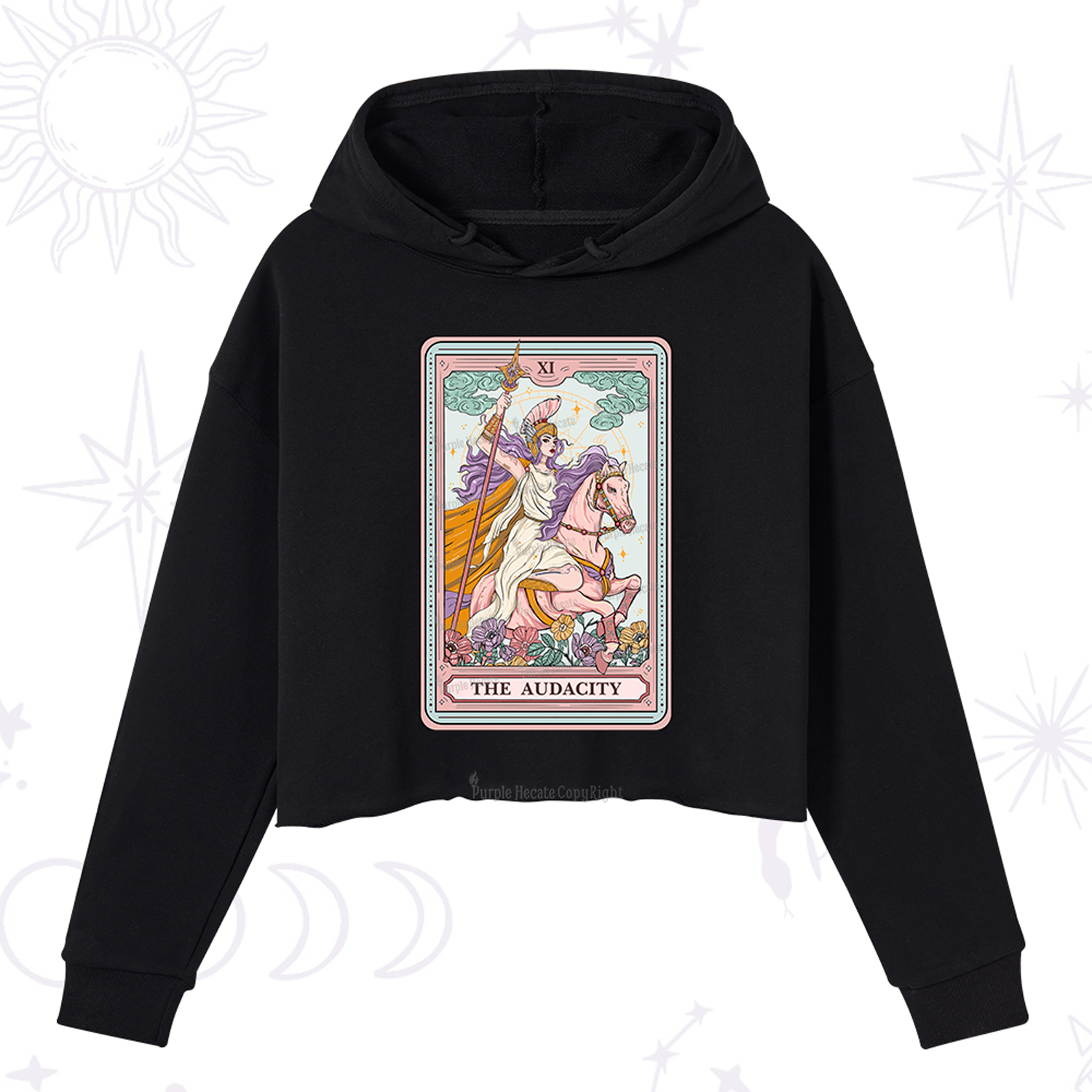 Purplehecate The Audacity Tarot Card Crop Hoodie