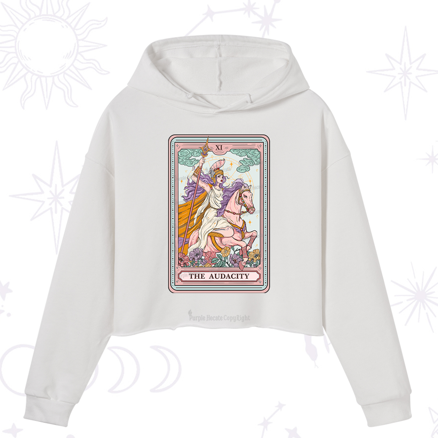 Purplehecate The Audacity Tarot Card Crop Hoodie