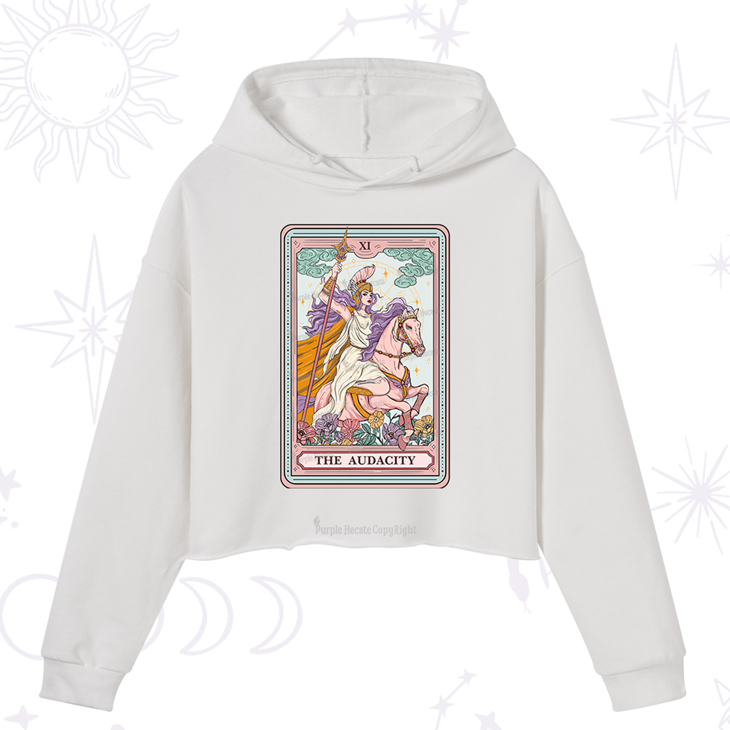 Purplehecate The Audacity Tarot Card Crop Hoodie