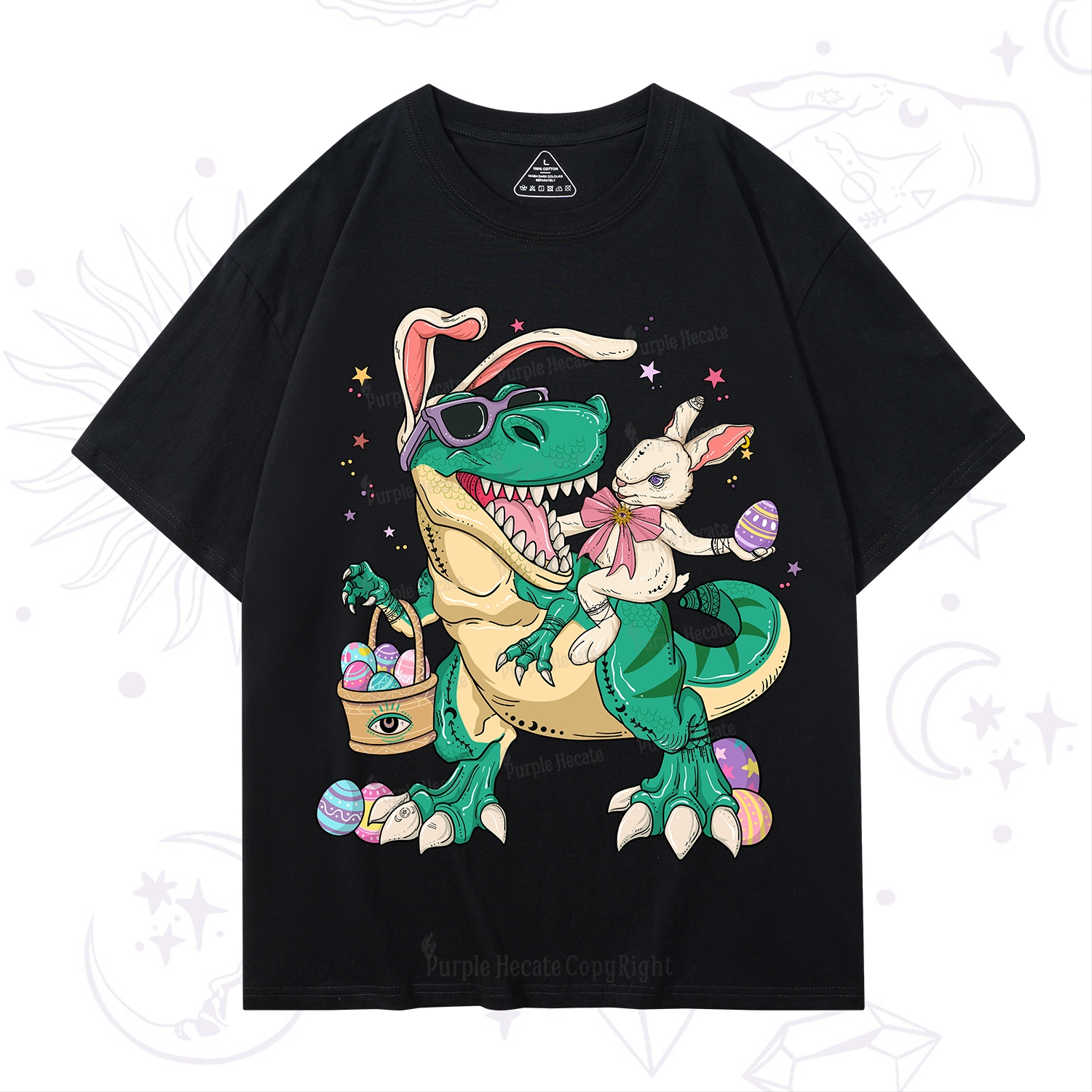 Purplehecate Easter Bunny Riding Dinosaur T-Shirt