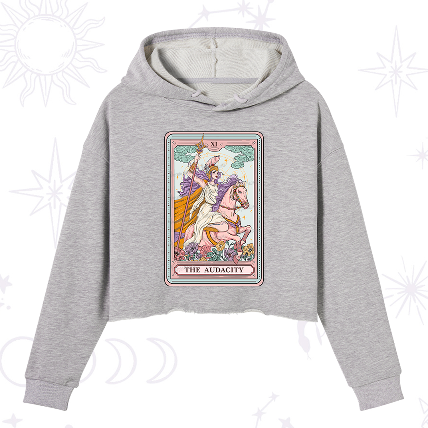 Purplehecate The Audacity Tarot Card Crop Hoodie
