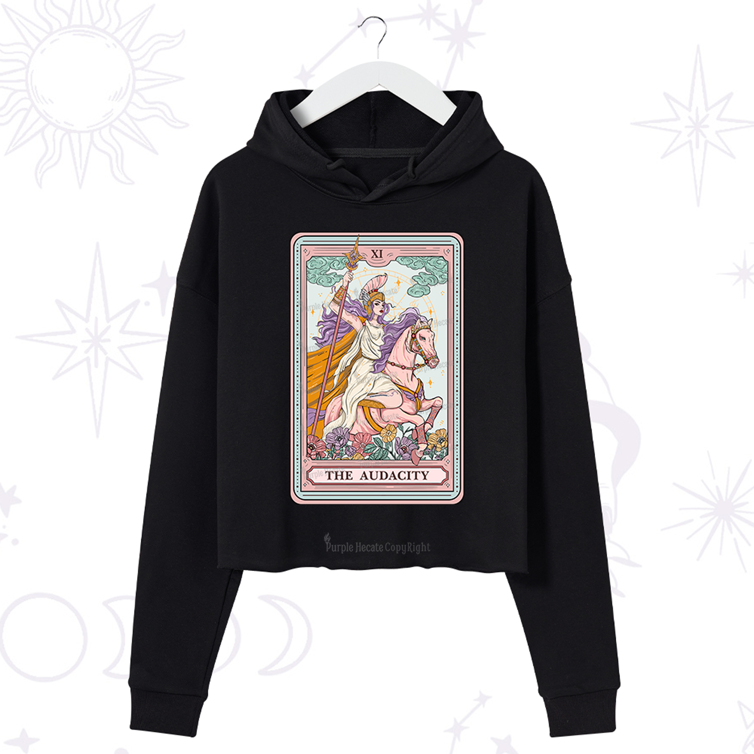 Purplehecate The Audacity Tarot Card Crop Hoodie