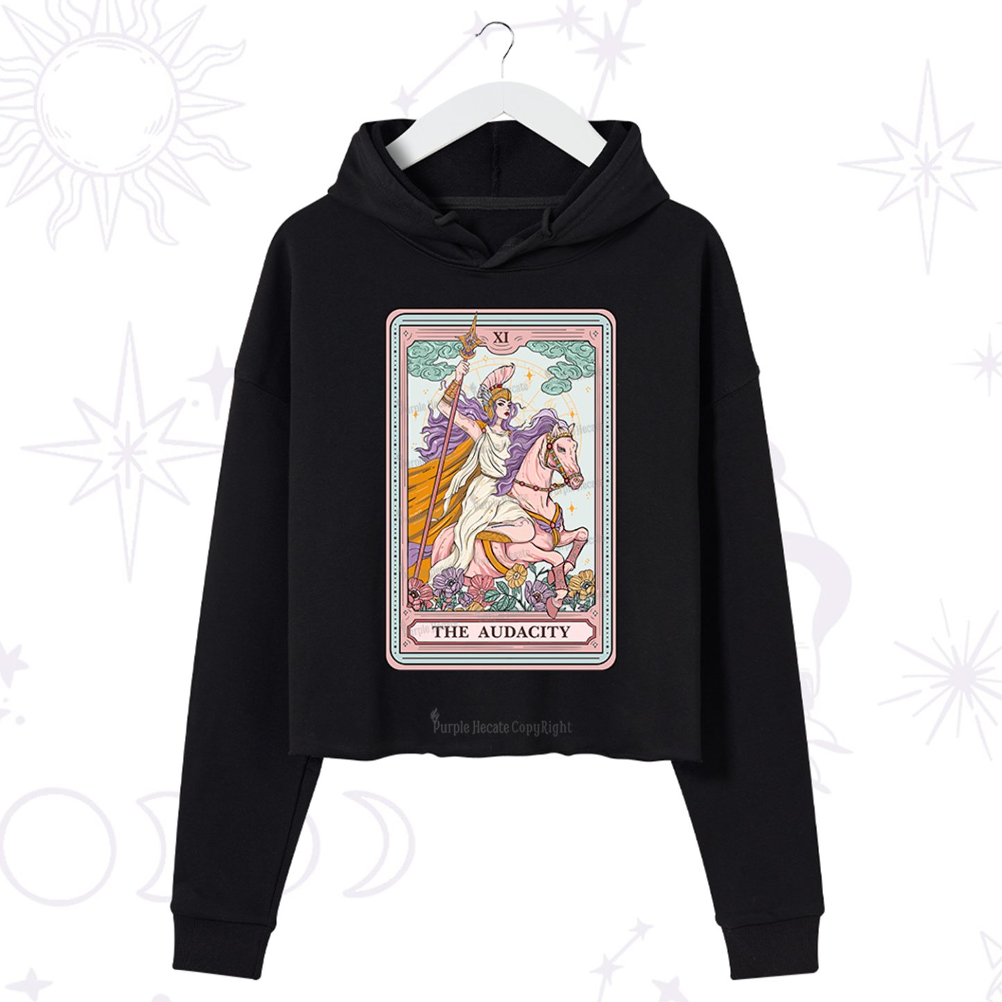 Purplehecate The Audacity Tarot Card Crop Hoodie