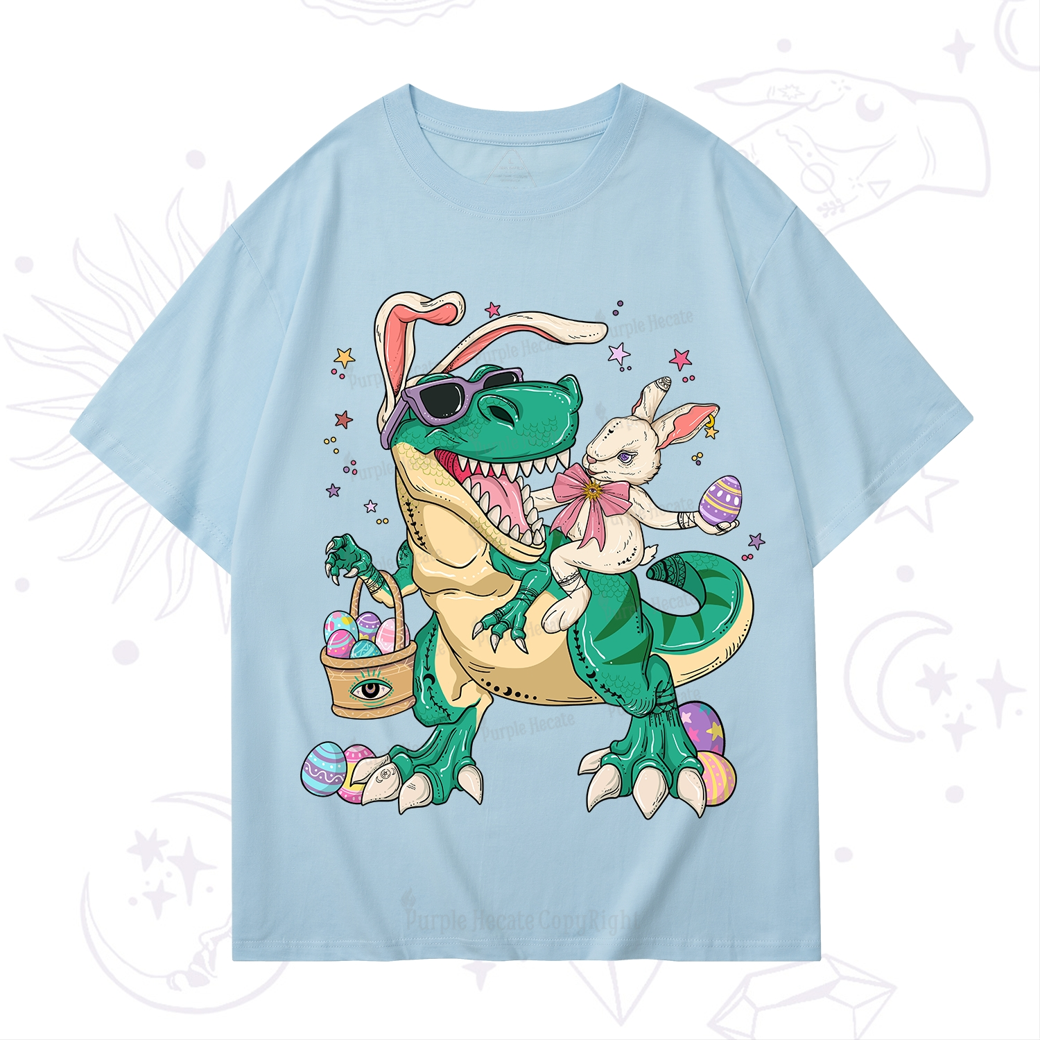 Purplehecate Easter Bunny Riding Dinosaur T-Shirt