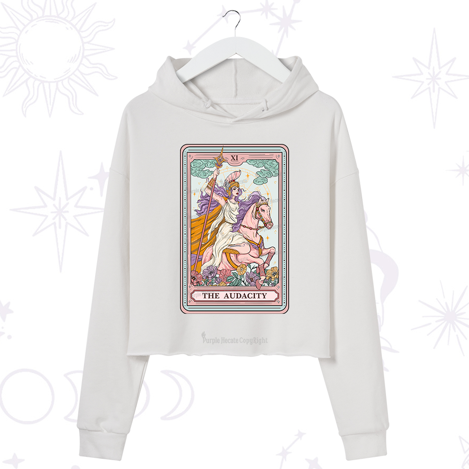 Purplehecate The Audacity Tarot Card Crop Hoodie