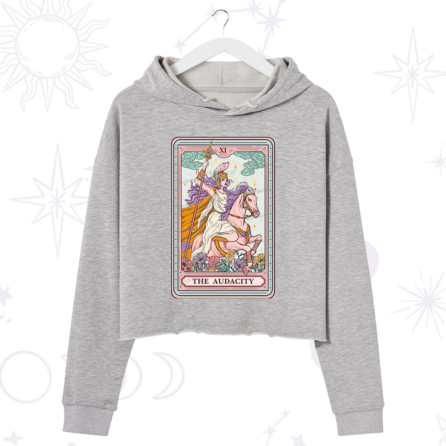 Purplehecate The Audacity Tarot Card Crop Hoodie