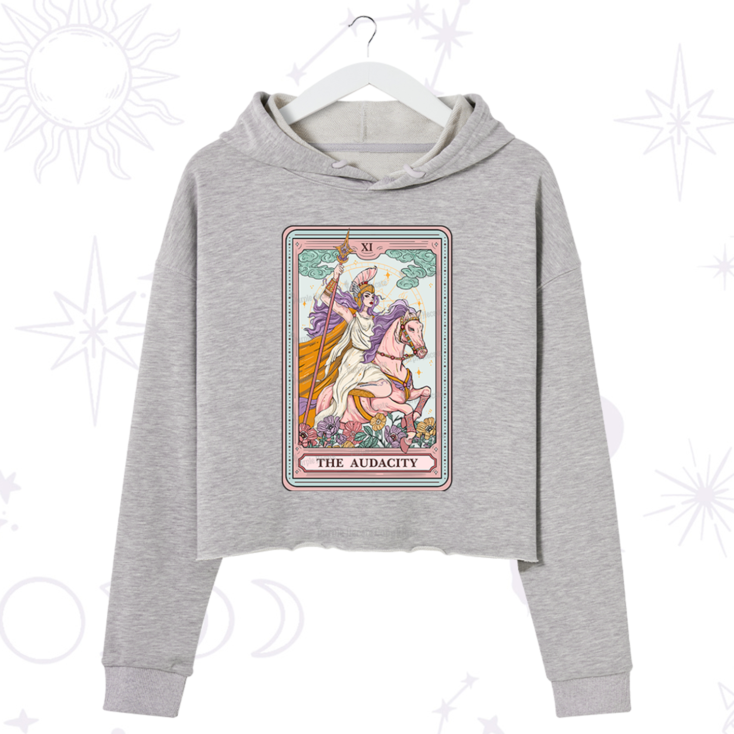 Purplehecate The Audacity Tarot Card Crop Hoodie