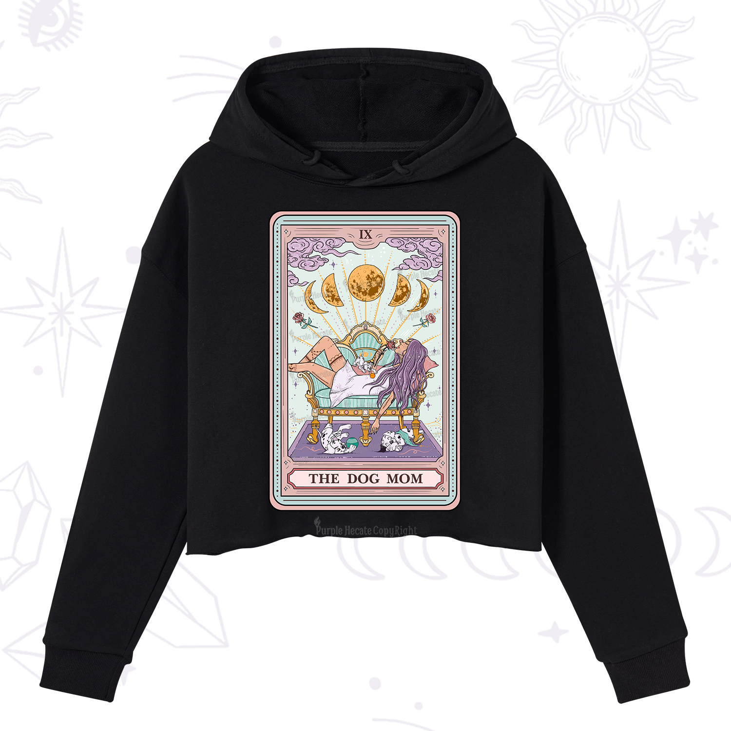 Purplehecate The Dog Mom Tarot Card Crop Hoodie
