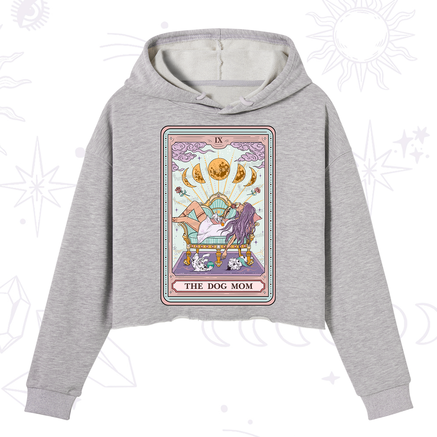 Purplehecate The Dog Mom Tarot Card Crop Hoodie